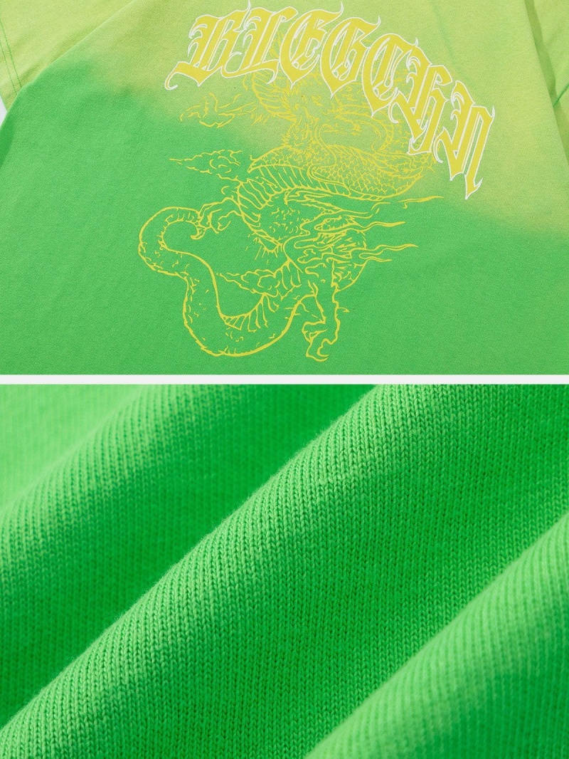 Vert  T Shirts Aelfric Eden Gradient Dragon Print Tee - XBE-4276286